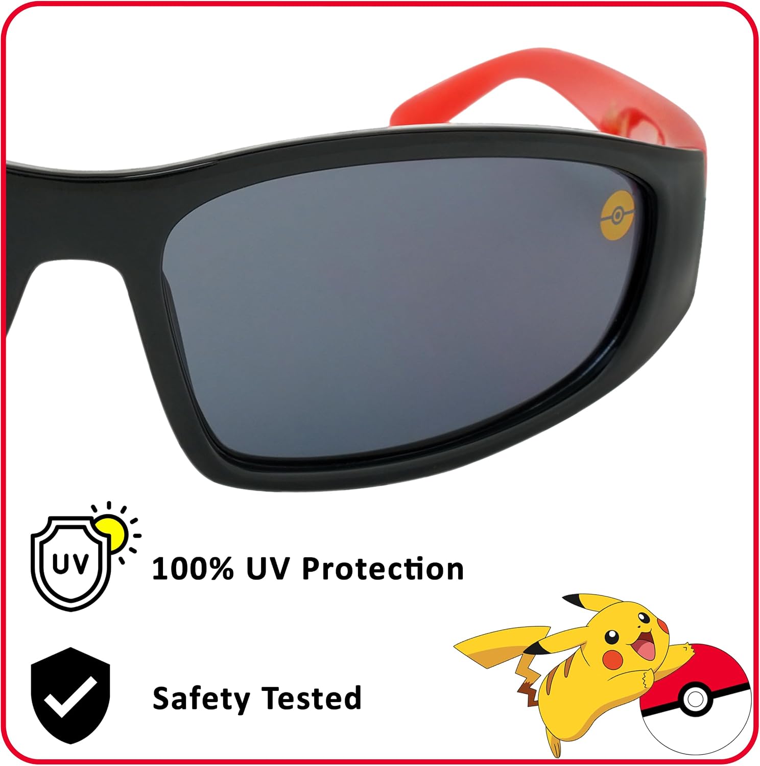 ARKAID Pokémon Sunglasses for Kids | Pikachu, Pokéball, & Sports Wrap Styles | UV400 | One Size Fits Most