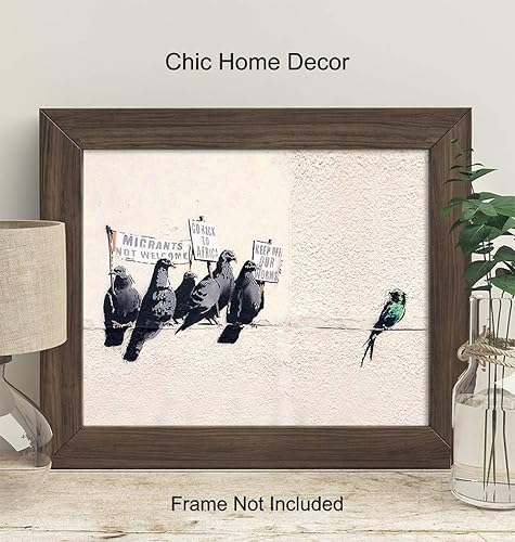 Miniatura 2 de Banksy - Póster de Banksy - Póster de Banksy - Arte de pared de grafiti de 8 x 10 pulgadas, decoración del hogar sobre discriminación inmigratoria,