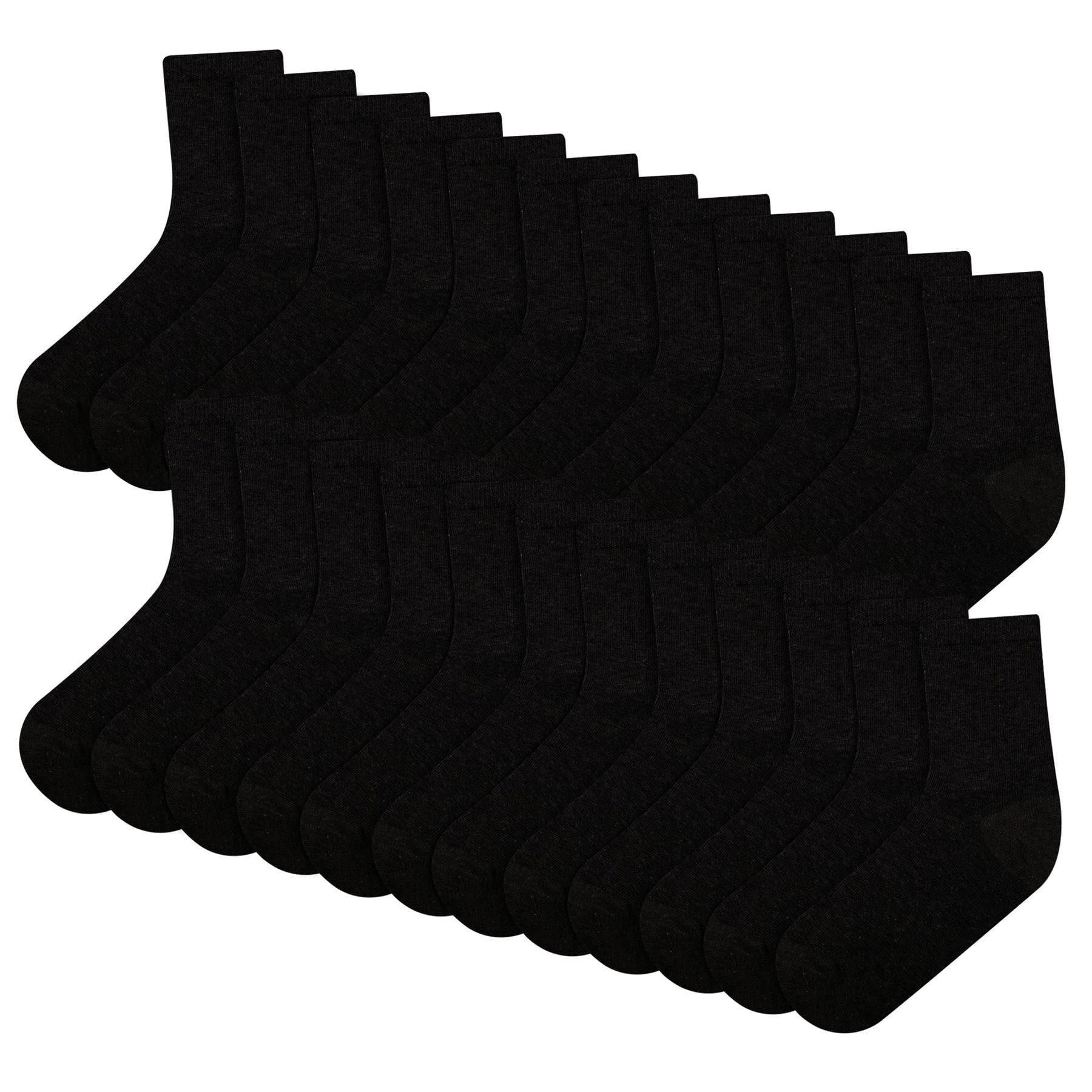 A2z 4 Kids Unisex Kids Black Boys Girls Pack Of 12 Kids Back To School Cotton Rich Plain - Socks 970S 970 12 Pack 6-9