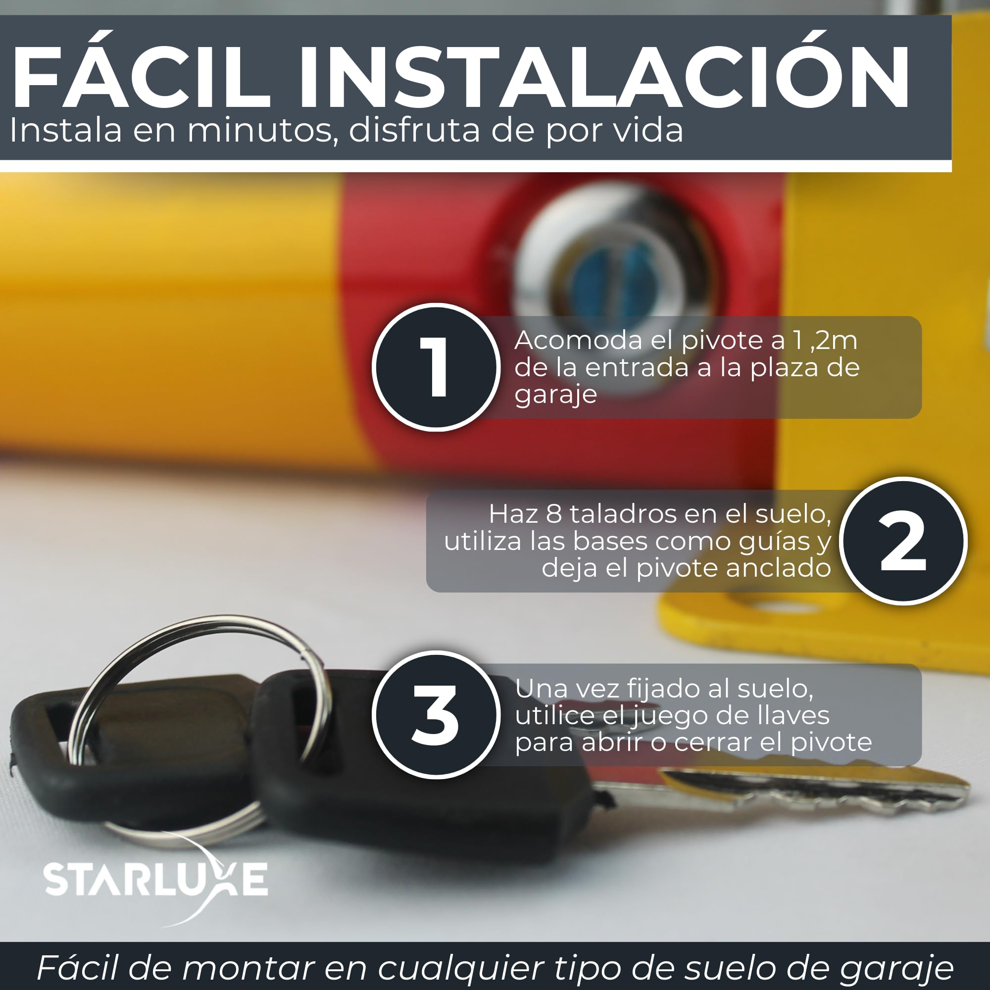 Cepos Parking - Barrera Parking con 2 Juegos de Llaves - Cepo Parking de Color Rojo y Amarillo - Cepo para Parking Interior y Exterior - Barrera Plaza Parking y Plaza Garaje