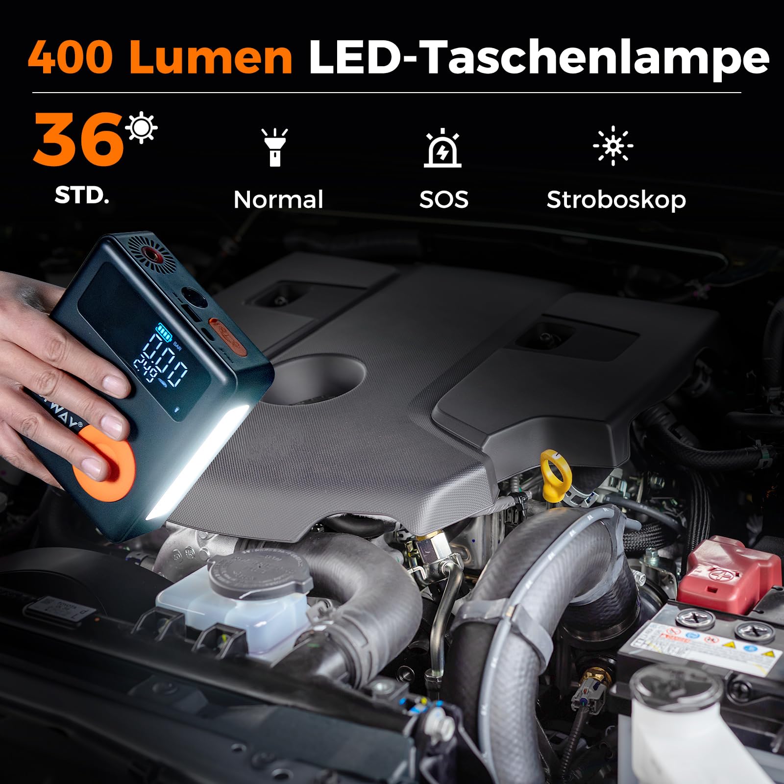 COSTWAY Elektryczna pompka powietrza 12 V 2000 A, sprężarka akumulatorowa 150 psi, mini pompka do opon z cyfrowym wyświetlaczem LED, przenośna sprężarka do samochodu