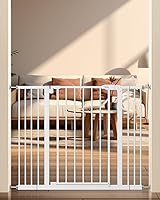 keny 30" Auto Close Baby Gate for Stairs & Doorways, Pressure Mounted Safety Dog Gate, 29-42.5" Wide, Extra Durable White
