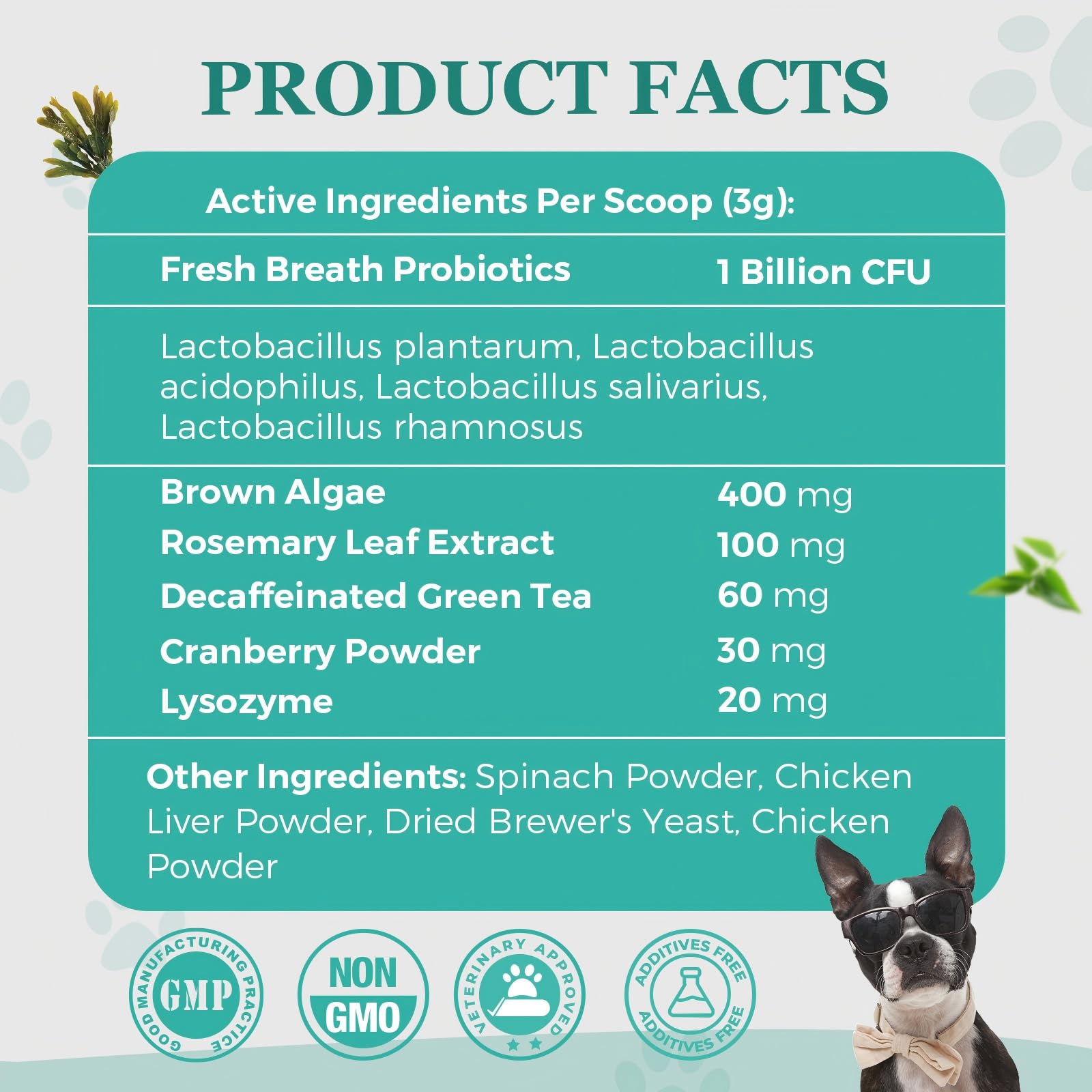NATURE TARGET Polvo dental para perros, ayuda a dientes y encías saludables, 180 g