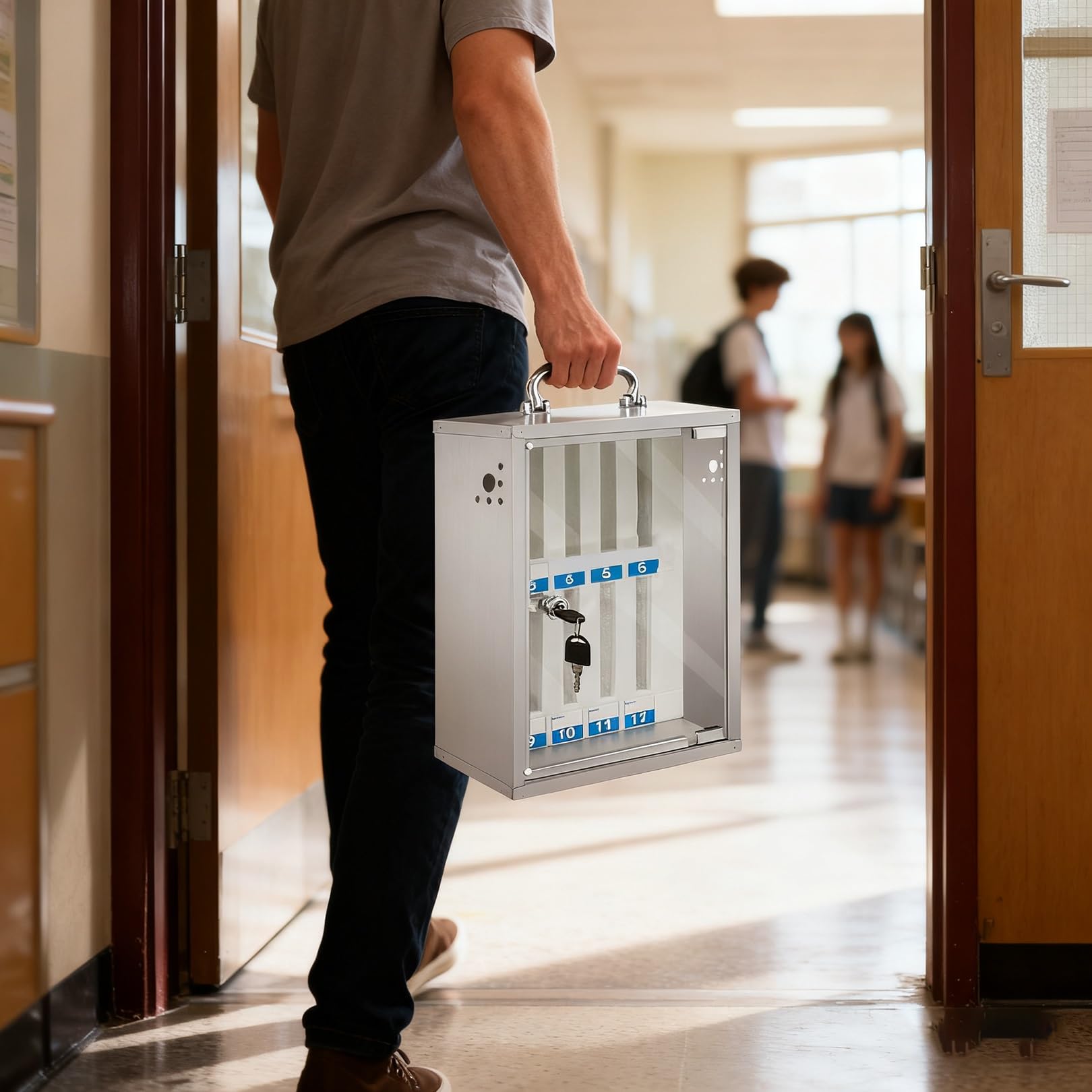 Classroom szafka na telefon komórkowy montowana na ścianie szafka ze stali nierdzewnej z zamkiem i uchwytem bezpieczne 60 gniazd na telefon komórkowy pudełko na zamek do biura i na siłownię