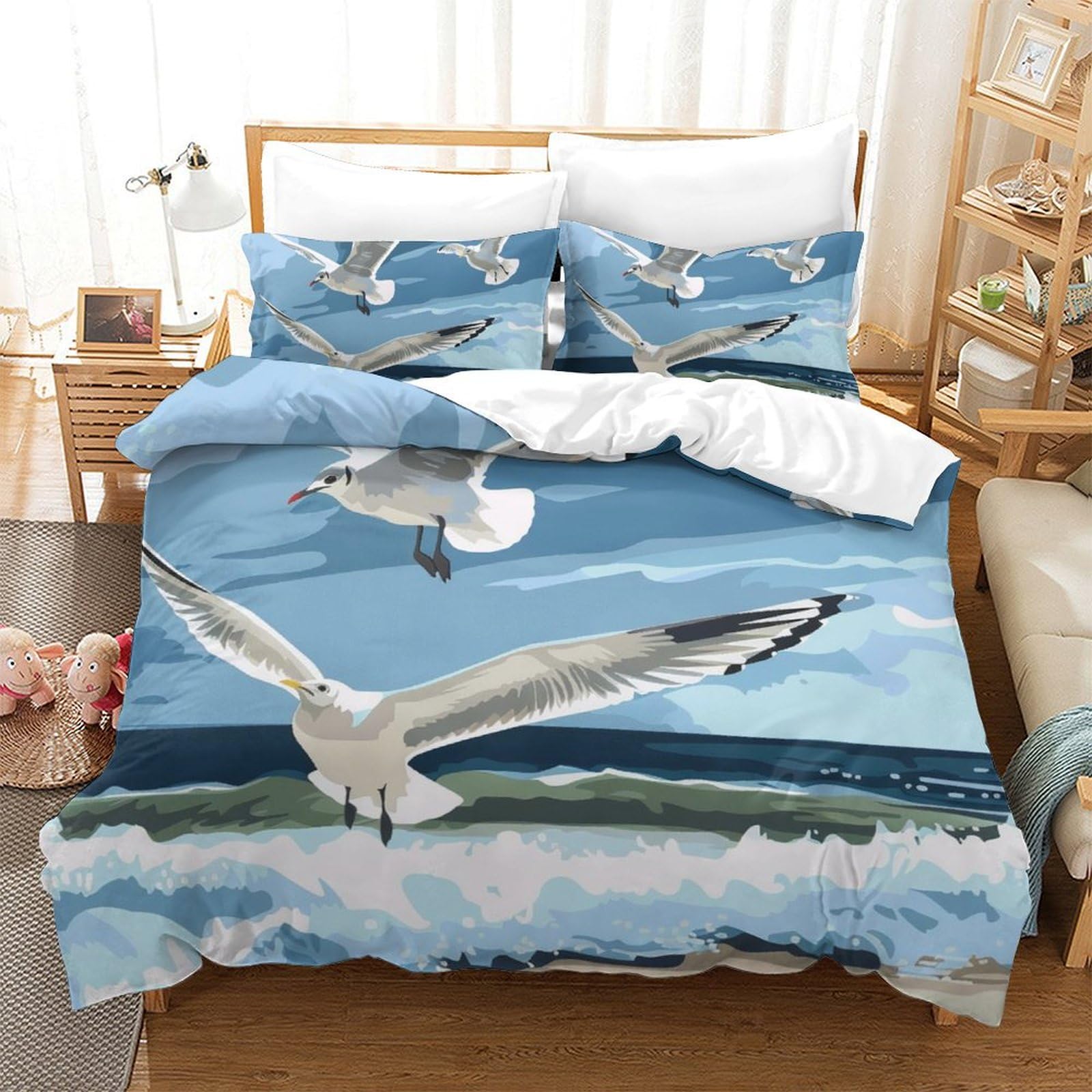 Ensemble de literie mouette respirant et ultra doux King 220x240cm anti-plis