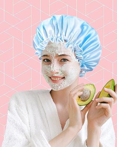 Miniatura 56 de Aquior Large Shower Cap, Shower Cap for Women Reusable Waterproof, Bath Hair Cap for All Hair Lengths,for Ladies, Men and Kids (Flower)