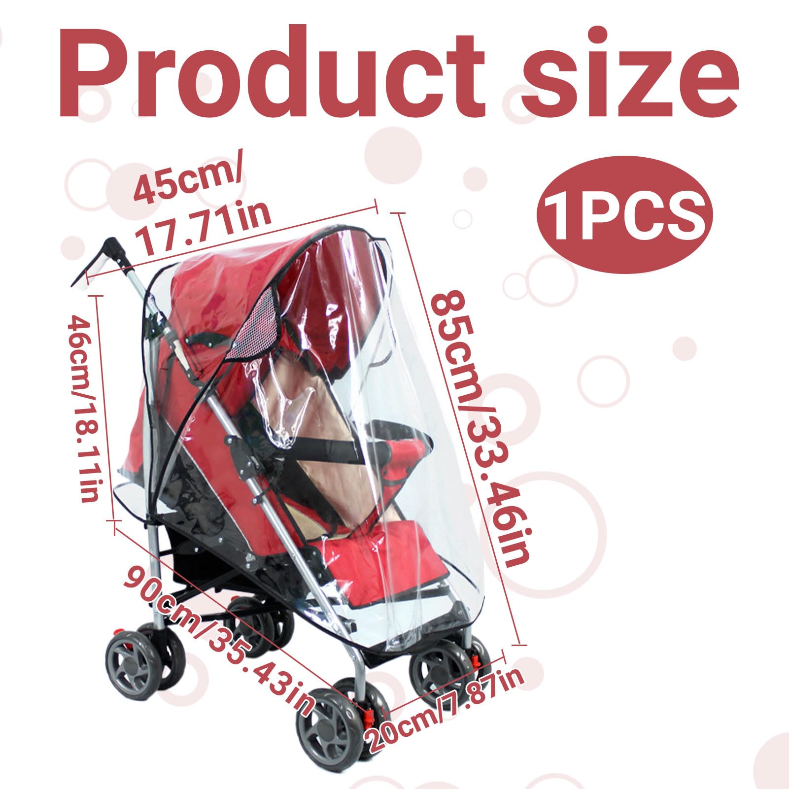 Universal Rain Cover for Stroller,Universal Rain Cover for Pushchair and Stroller Protect from Sun and Snow - Image 2