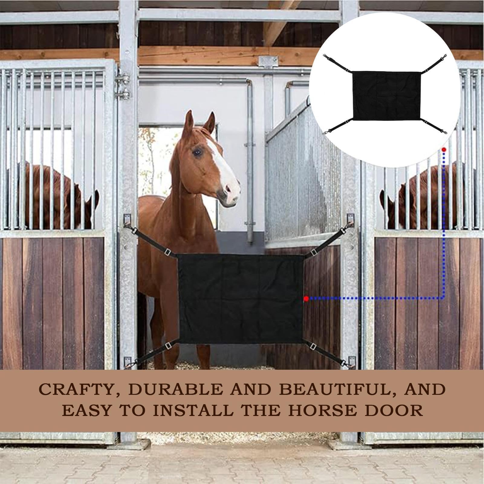Porte de Box pour Chevaux avec Sangles Réglables - Protection pour Écuries et Centres Équestres