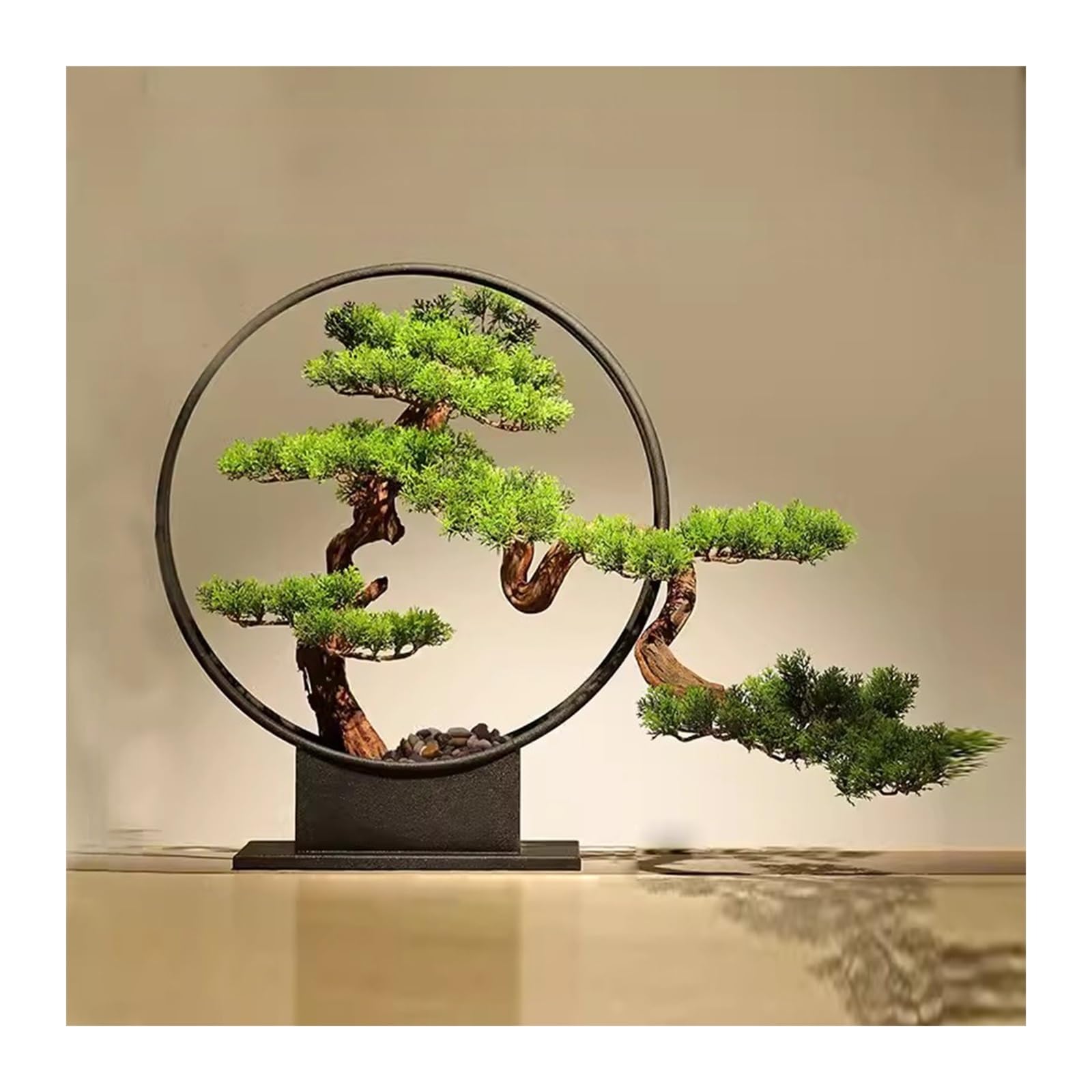 HCZKIUJY Artificial Bonsai Tree Simulation Welcoming Pine Artificial Bonsai Landscape Green Plants Home Indoor Pine and Maple Leaf Tree Decorations Fake Plant Decoration (B)
