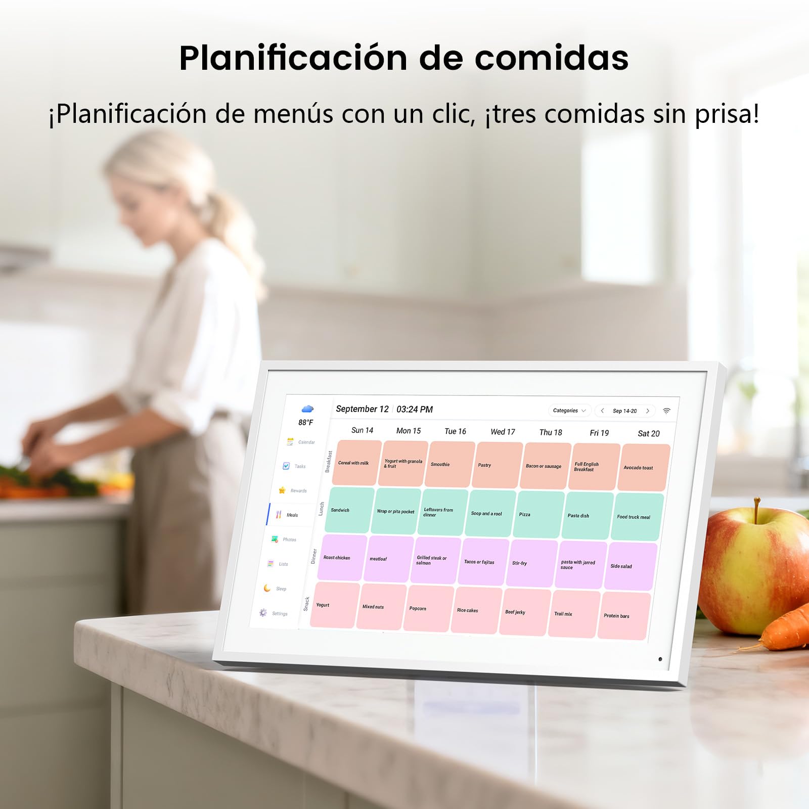 Planificador familiar digital de 15,6 pulgadas, pantalla táctil Full HD, con calendario de pared, marco de fotos (1920 x 1080), reloj, planificador, planificador de comidas para familia y personas