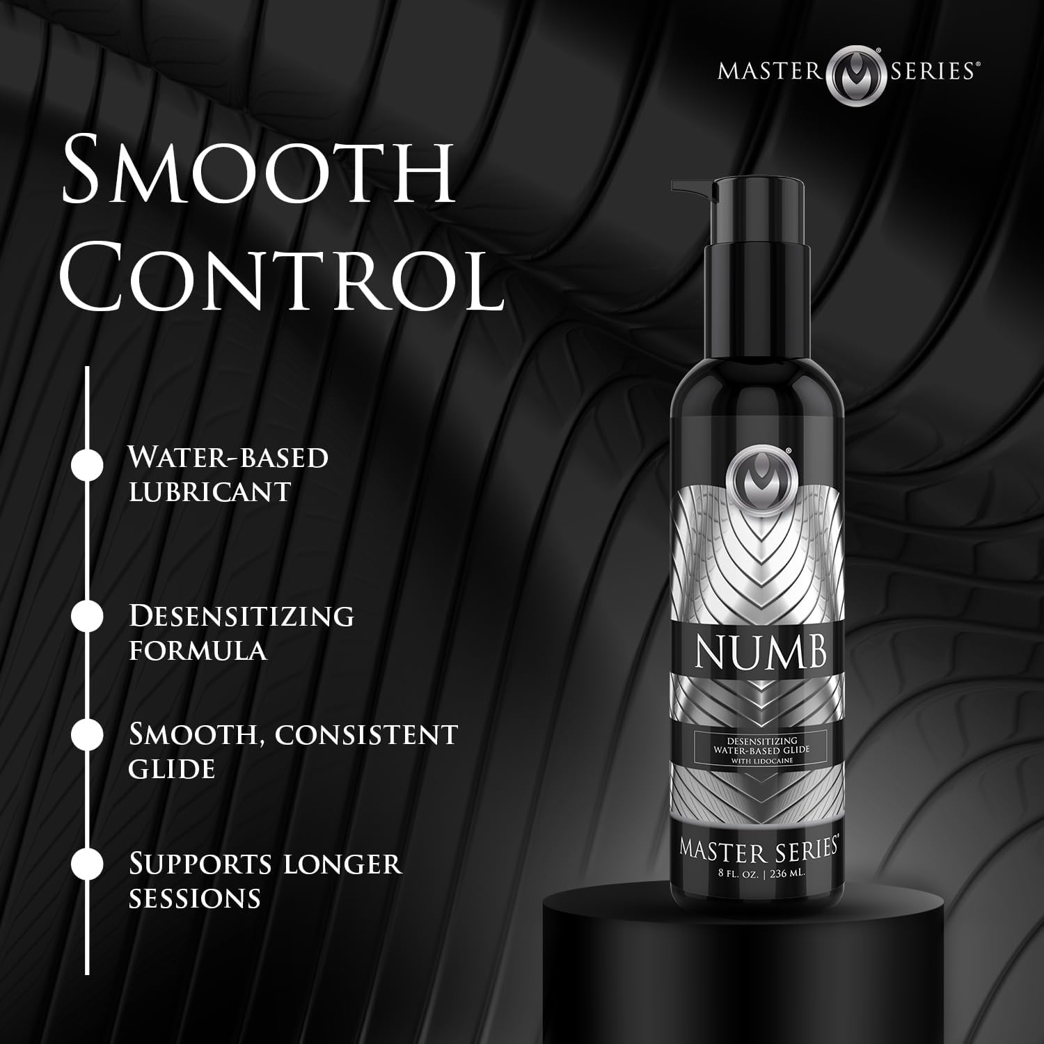 Master Series Numb Desensitizing Water Based Lubricant with 5-Percent Lidocaine - 8 oz