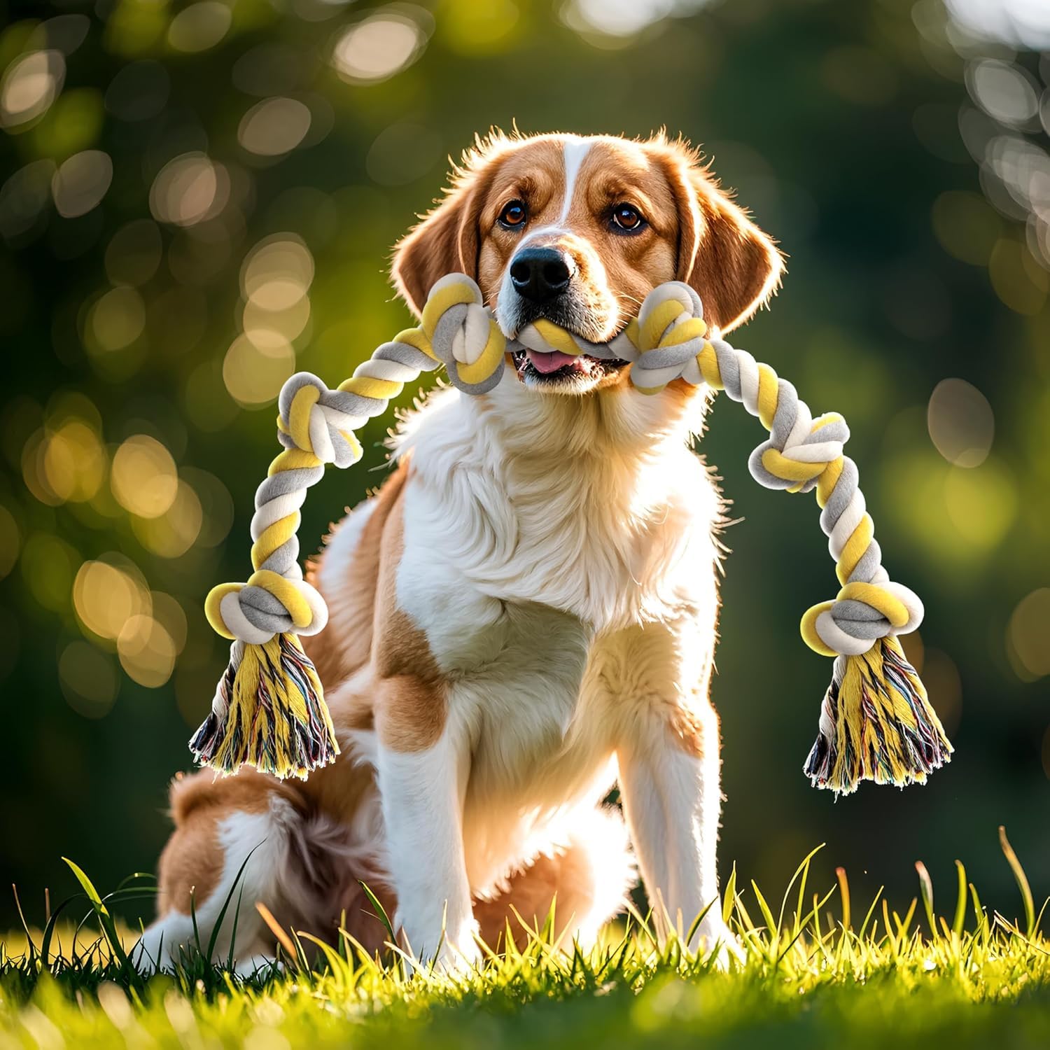 Norvy XXL 6-Nodi Corda per Giochi per Cani Ideale per Grande e Aggressivi Cani 100cm Pesante Resistente Corda Giocattolo Molto Resistente per Cani Giocattolo da Tug per Cuccioli in Cotone
