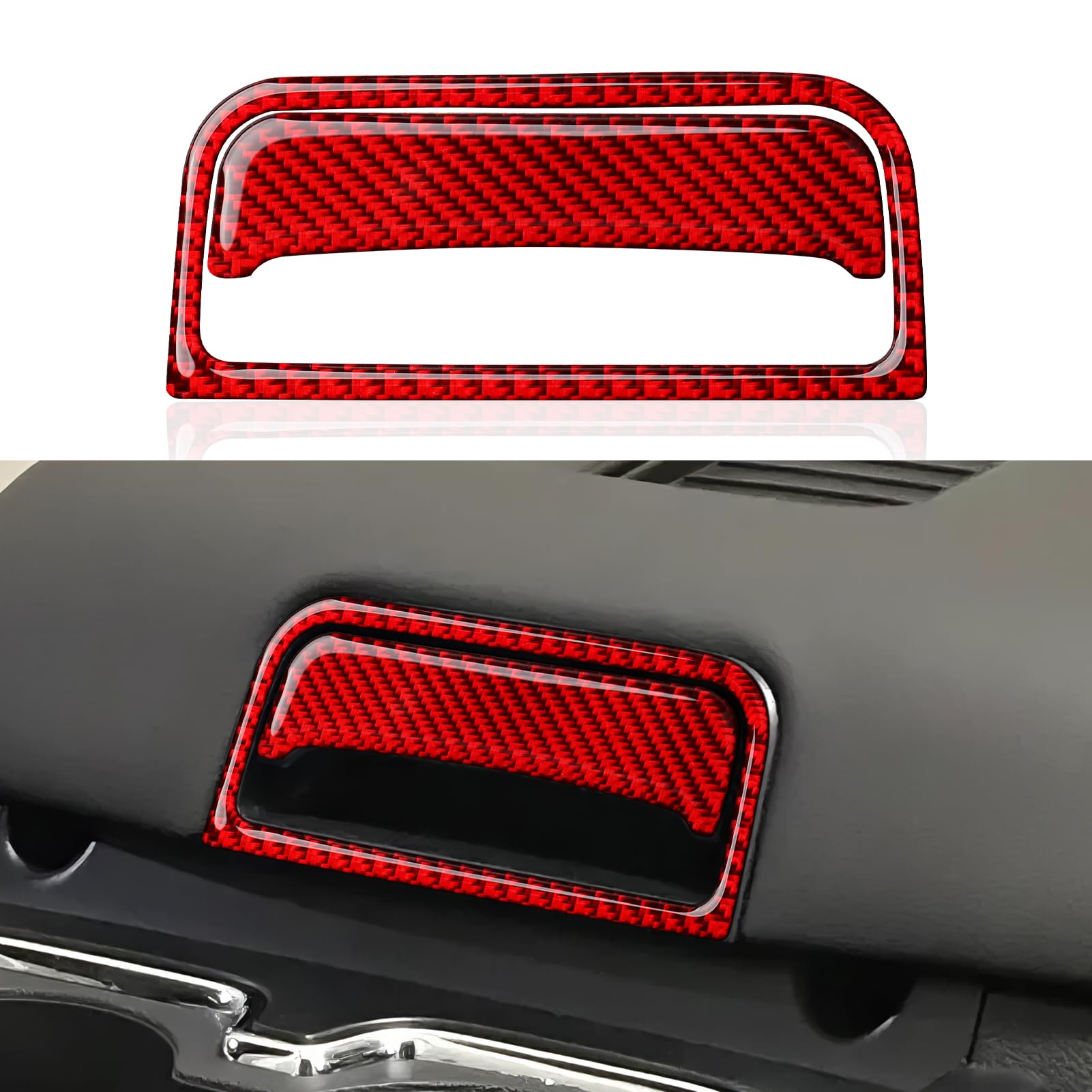 Car Carbon Fiber Decal Cover Interior Trim Armrest Box Switch Sticker for Chevrolet Silverado/GMC Sierra 1500 2500HD 3500HD 2014-2018 Accessories （Red）