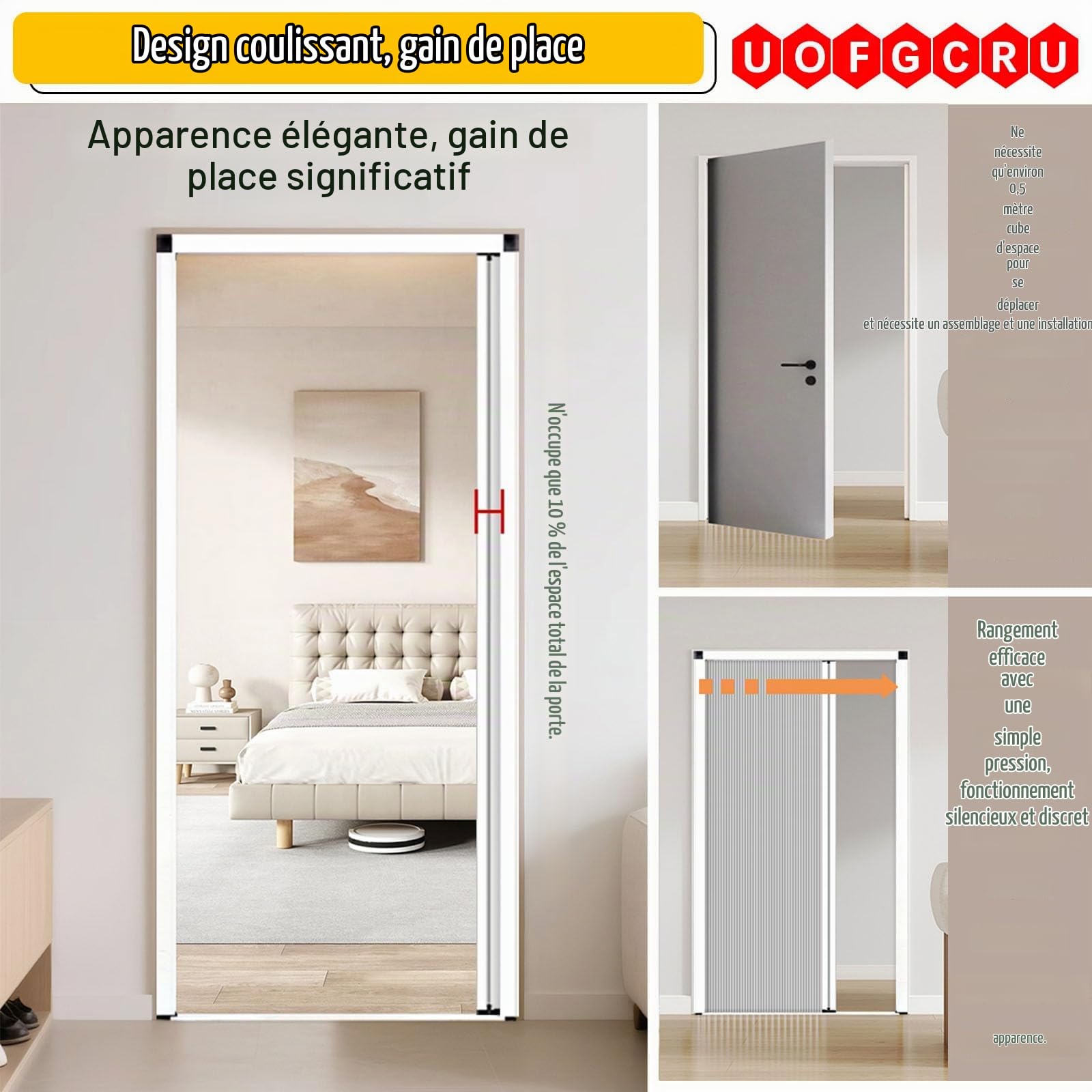 Porte Pliante accordéon de 200 cm de Hauteur, kit de Porte coulissante Invisible de 100, 90, 80, 70, 60 cm de Largeur, Portes intérieures sur Mesure(White-W×H:80×200cm)