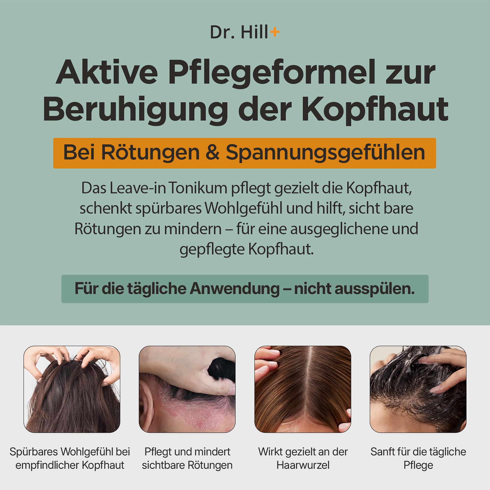Dr. Hill Follicin® Leave-In Kopfhaut-Tonic – Dermatologisch entwickelt – Für empfindliche, gereizte Kopfhaut – Beruhigt Juckreiz & sichtbare Rötungen – pH-hautneutral, parfumfrei, alkoholfrei – 100 ml