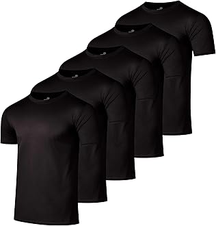 5 Pack: Men’s Mesh Short Sleeve Crew Neck T-Shirt - Workout Gym Active Athletic Tee (Big & Tall Available)