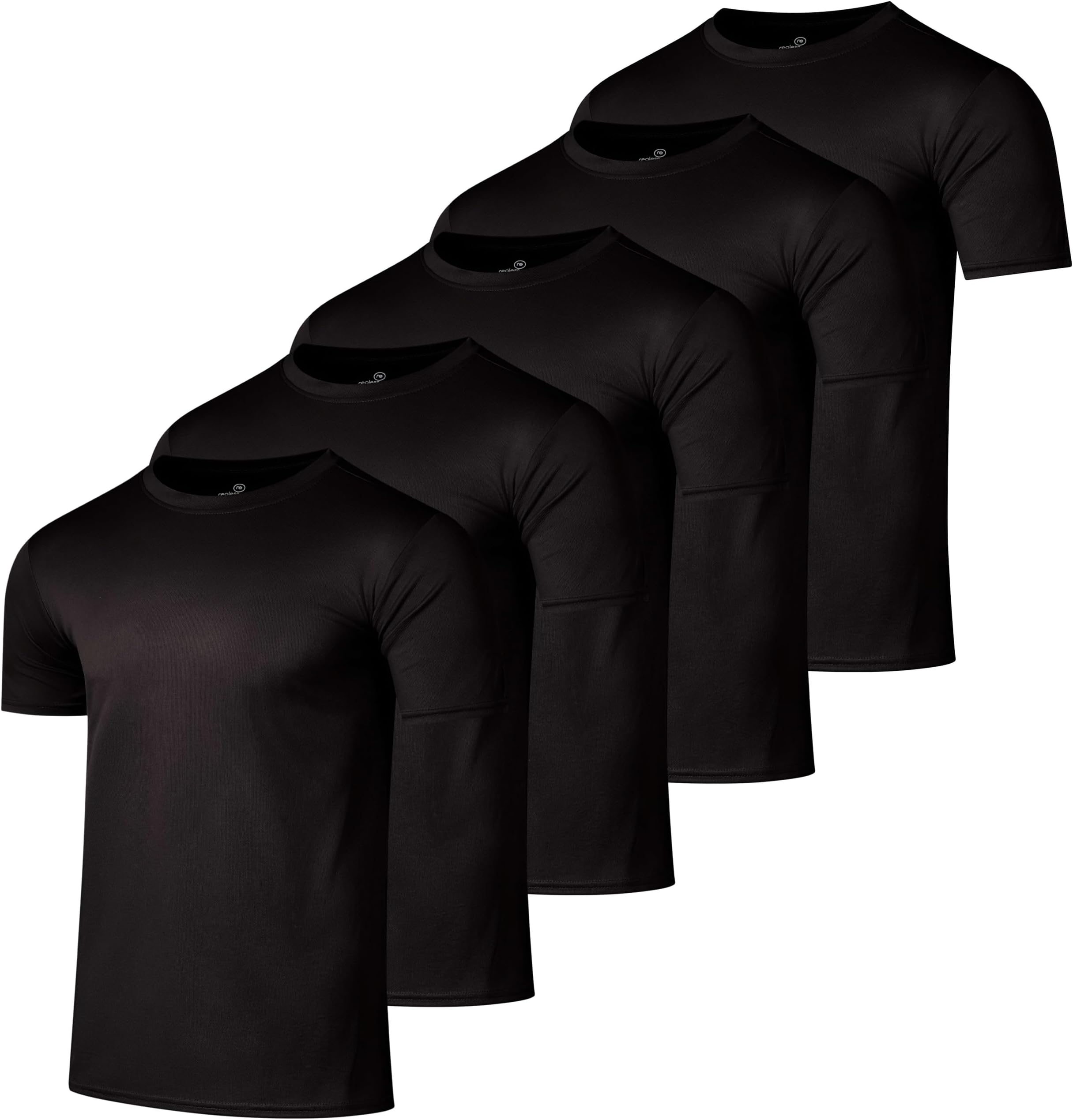 5 Pack: Men’s Mesh Short Sleeve Crew Neck T-Shirt - Workout Gym Active Athletic Tee (Big & Tall Available)