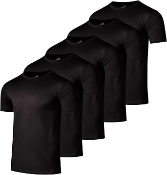 5 Pack Mens Mesh Short Sleeve T Shirts Athletic Workout Running Gym Tees