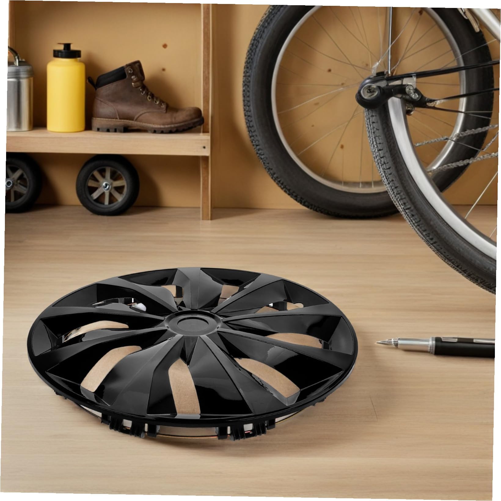 Copri Cerchi Neri in Pp Design Elegante, Coprimozzi per Auto 14 Pollici, Protezione Ruote e Facile Installazione per Guida in Città e Viaggi Outdoor