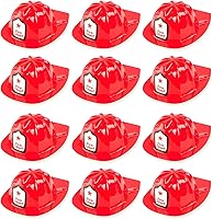 Super Z Outlet 12-Pack Red Firefighter Helmets for Kids - Costume Party Favors, Birthday Hero Hats, One Size Fits Most