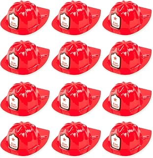 Super Z Outlet 12-Pack Red Firefighter Helmets for Kids - Costume Party Favors, Birthday Hero Hats, One Size Fits Most