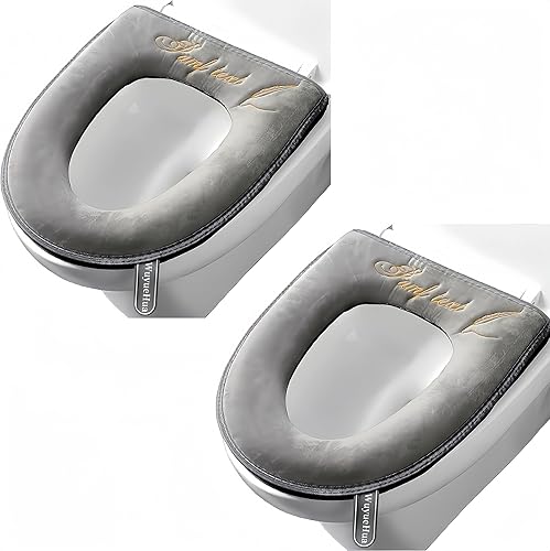 Miniatura 2 de 2 fundas de asiento de inodoro más gruesas y suaves con asa, para tapa de inodoro, suaves, gruesas, lavables, se adaptan a todos los asientos de