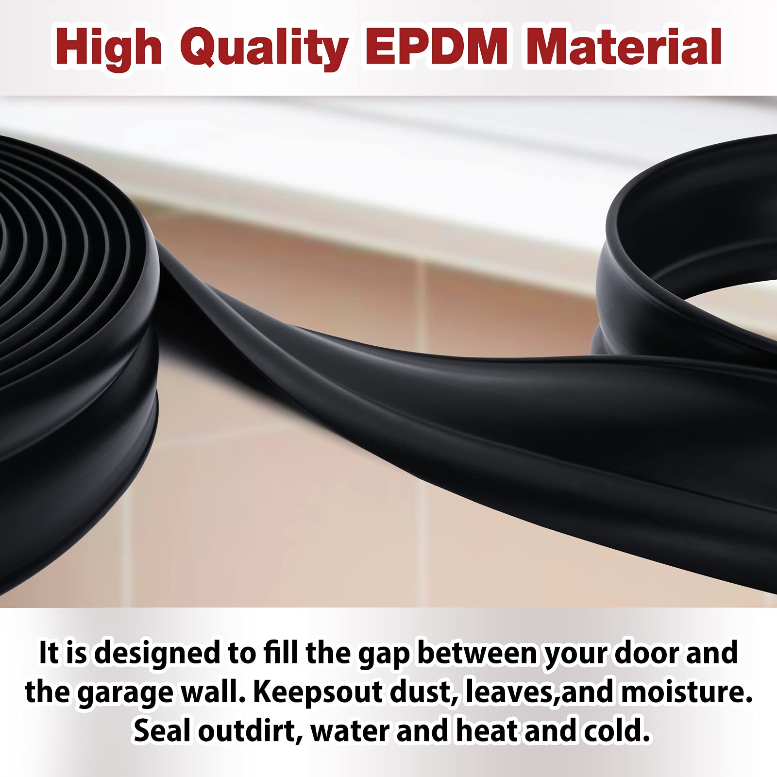 Rubber weather stripping for garage doors