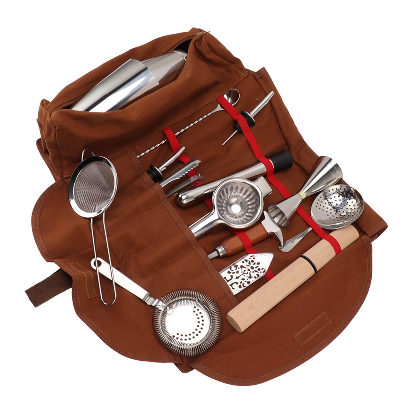 Kit de coctelera mezcladora de cócteles, Kit de coctelería de Acero Inoxidable de 18 Piezas con Bolsa de Almacenamiento, para Bar y Uso doméstico, diseño Lavable y