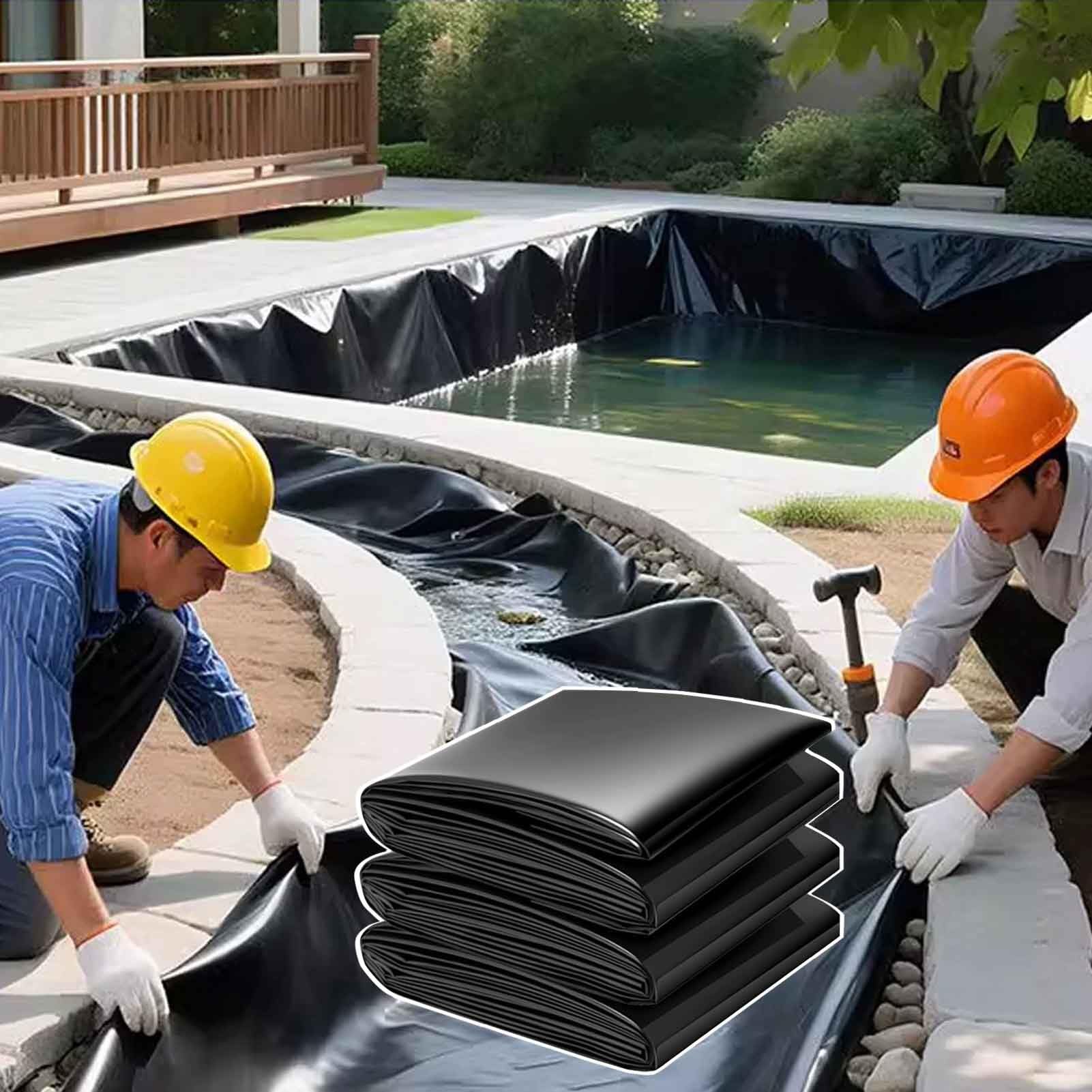 DMCHENGMA Plastic Pond Liner for Garden Water Supply Sturdy Reusable Anti-Permeable Pond Skin Pool Liners - 2x8m 3x10m 5x12m 10x15m 0.13mm Thick Waterproof Tarp for Pond(4x10m(13.1x32.8ft))