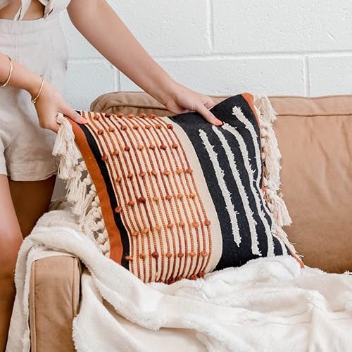 CASA BOHO Funda de almohada decorativa de mediados de siglo, decoración moderna, estilo bohemio, fundas de almohada decorativas para cama, almohada