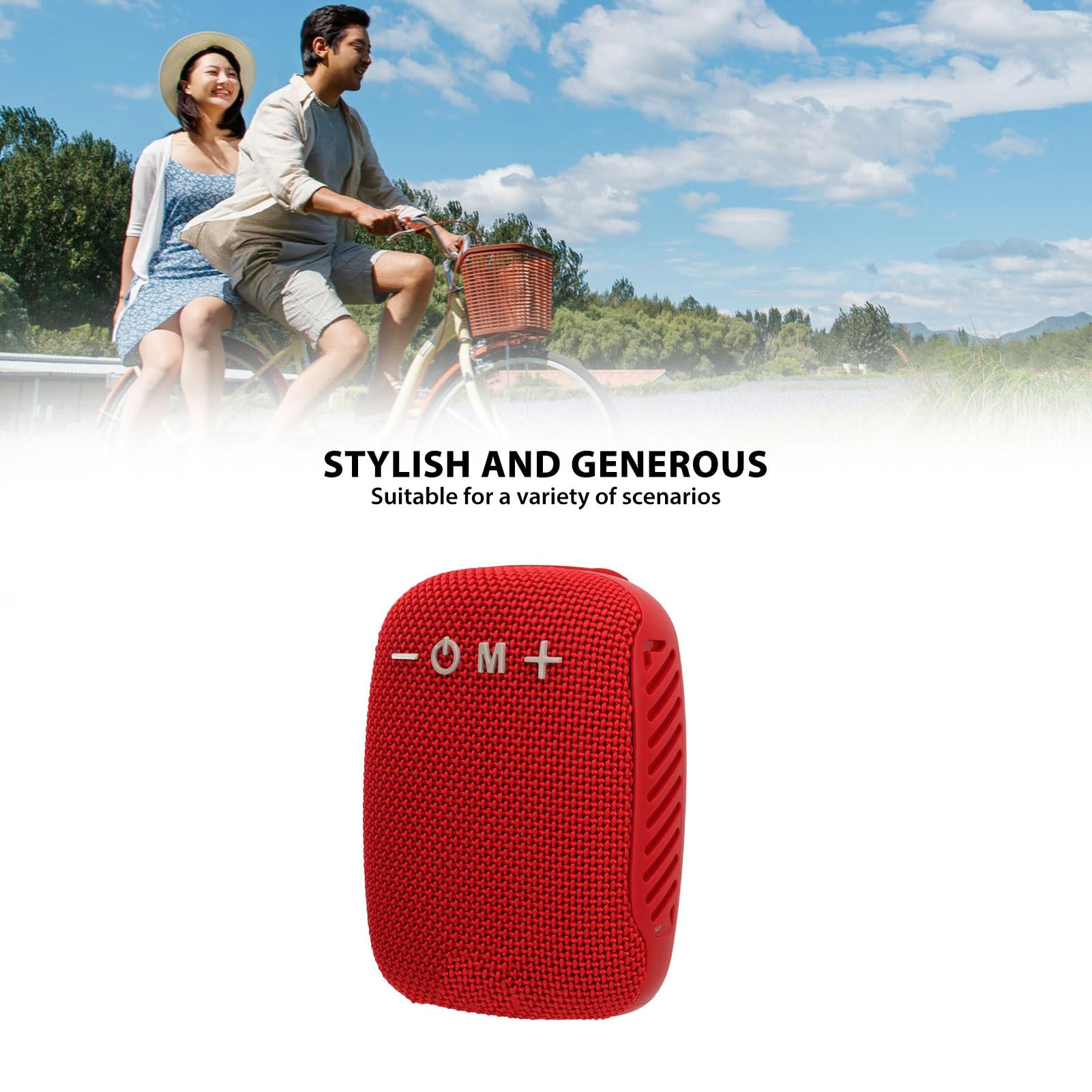 Goshyda Altoparlante Bluetooth da Ciclismo Staffa per Bici Wireless Altoparlanti Esterni Portatili Resistenti all'acqua Supporta la Scheda di Memoria (rosso)