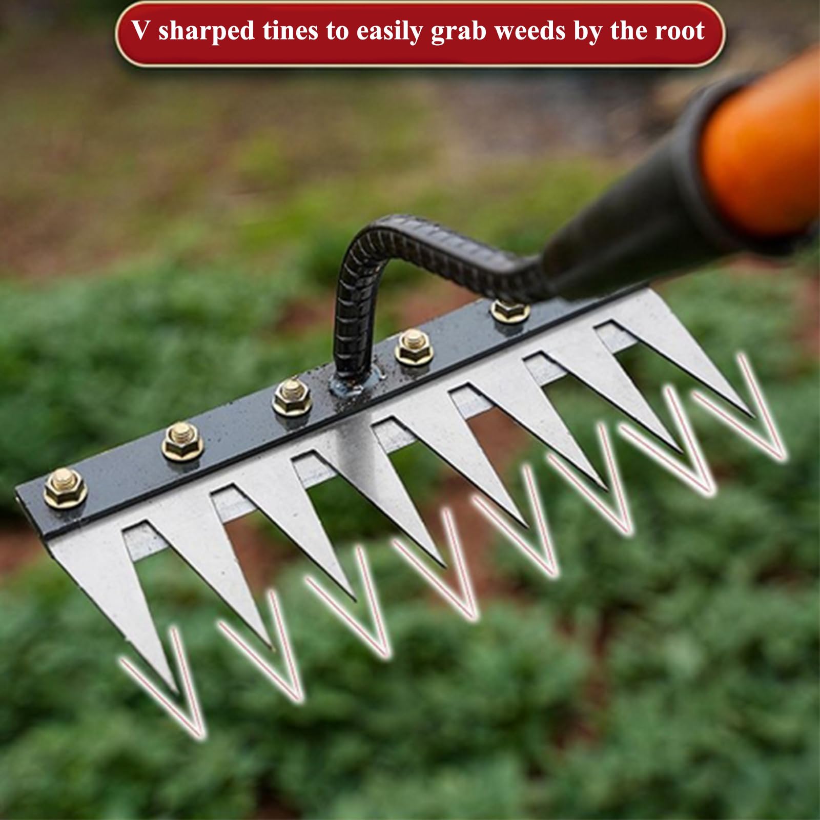 Estrattore di Erbacce 8 Denti Estirpatore Manuale Strumento per Diserbo da Giardino