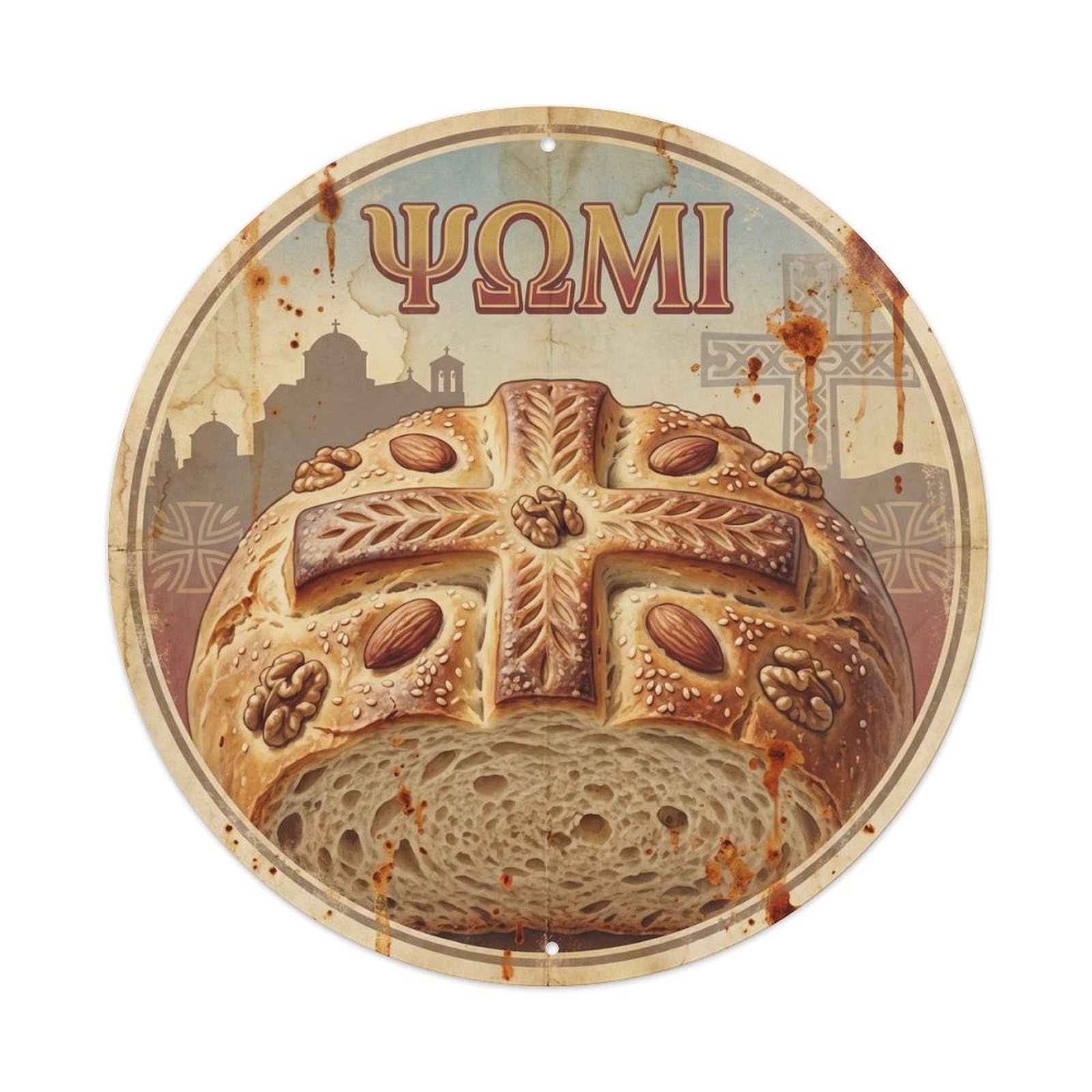 Bread Loaf Greek Culture Village Bakery Cuisine Travel Metal Tin Sign