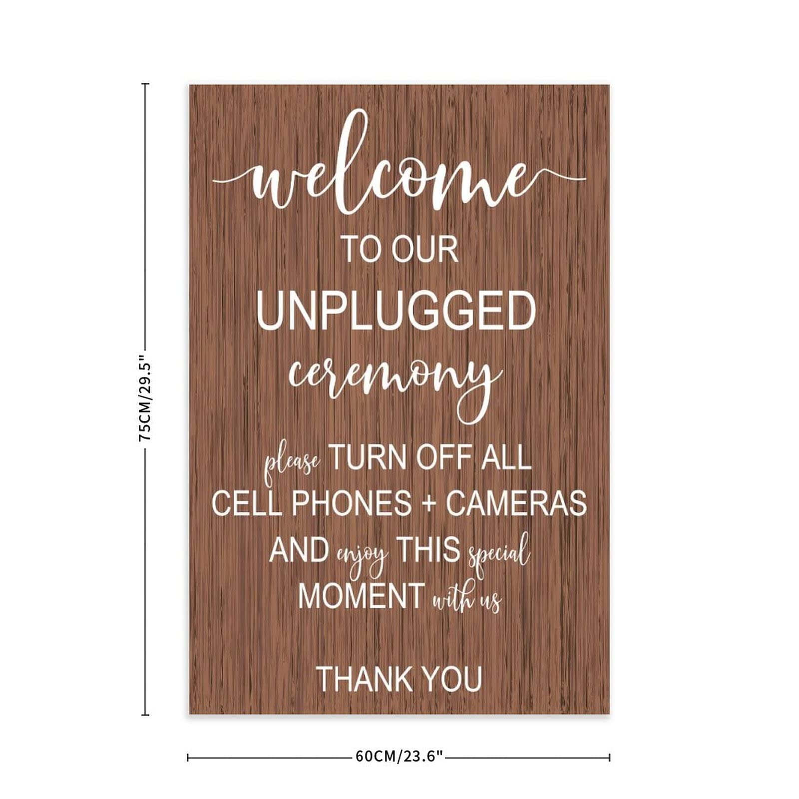 Wedding Welcome Tablet Unplugged Hochzeitsschild Unplugged Ceremony Schild Vertikales Holzschild Rustikale Hochzeitsdekoration 30 x 20