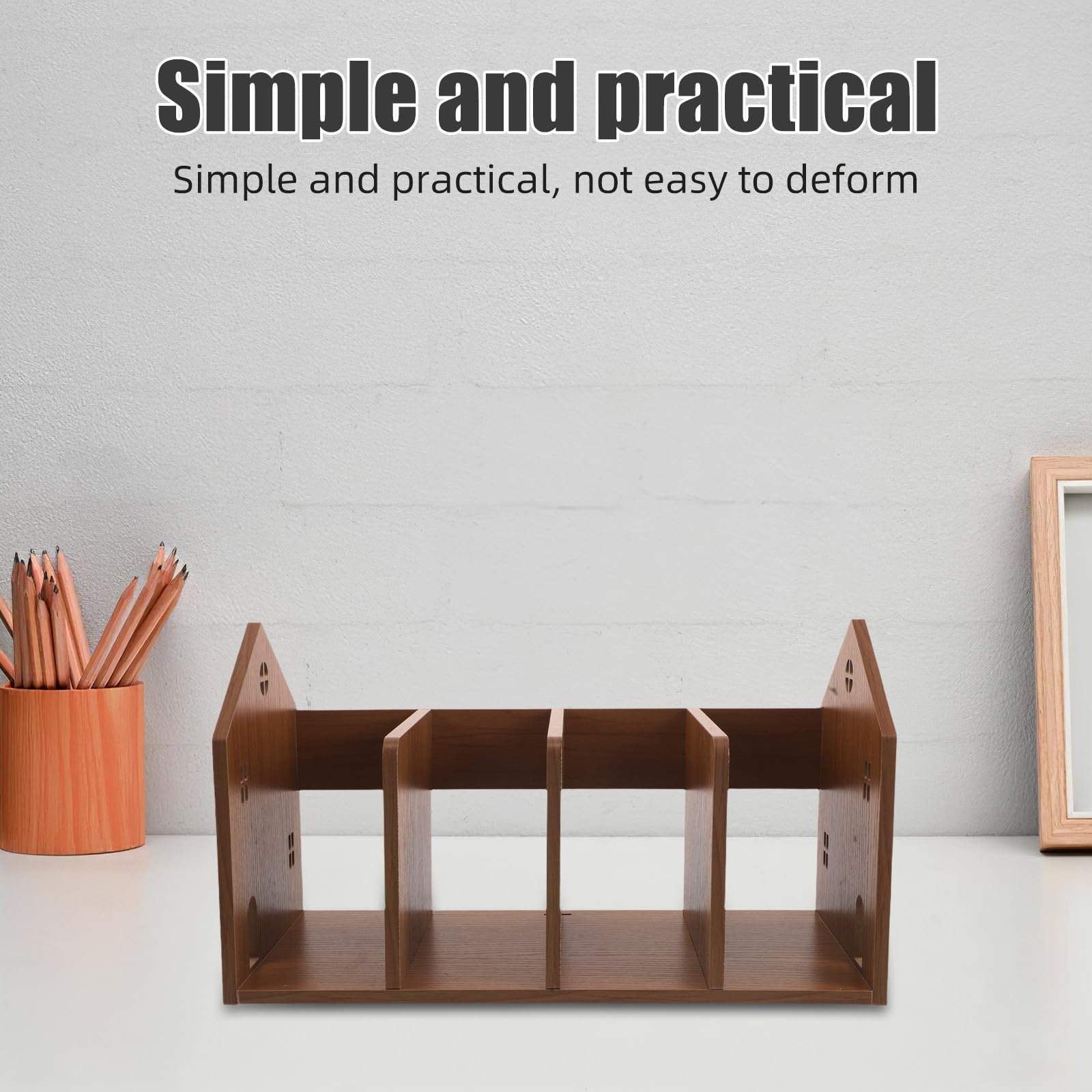 OSALADI Scaffale da Scrivania in Legno per Studenti e Ufficio, Organizer Portatile Minimalista Design a Rapido Accesso per Libri e Oggetti su Tavolo