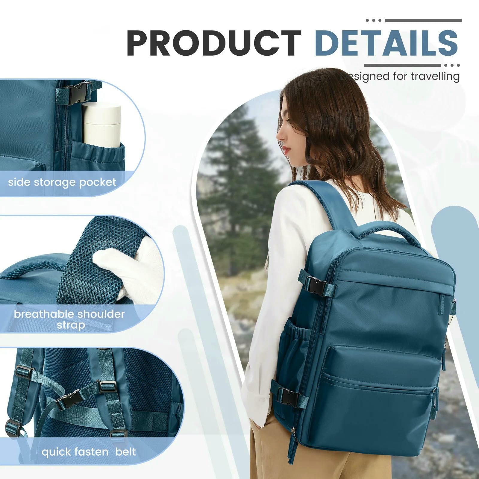 Schulrucksack Herren-Rucksack Für Reisen, Damen-Rucksack, Wasserdicht, Laptop-rucksäcke, Wandertaschen, Verstellbare Träger, Campus-pendel-Essentials