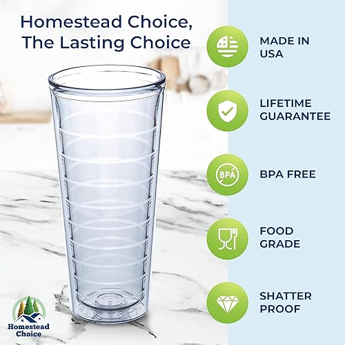 Miniatura 3 de Vasos aislados de 22 onzas, paquete de 4 unidades, fabricados en Estados Unidos, ideales para café helado y bebidas calientes, vasos de plástico