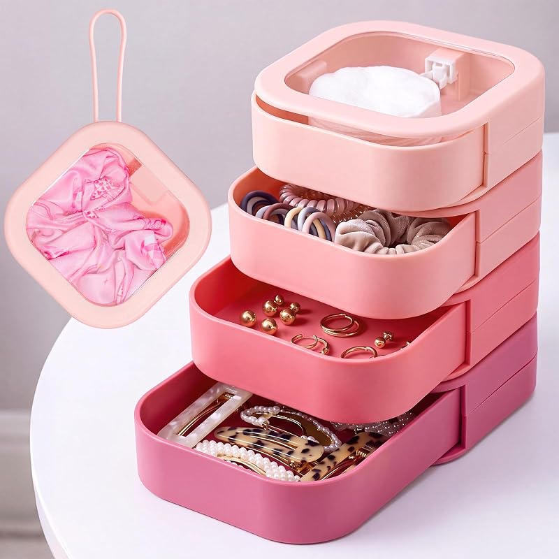Kathfly Organizador de acessórios para cabelo, rosa, pacote com 4