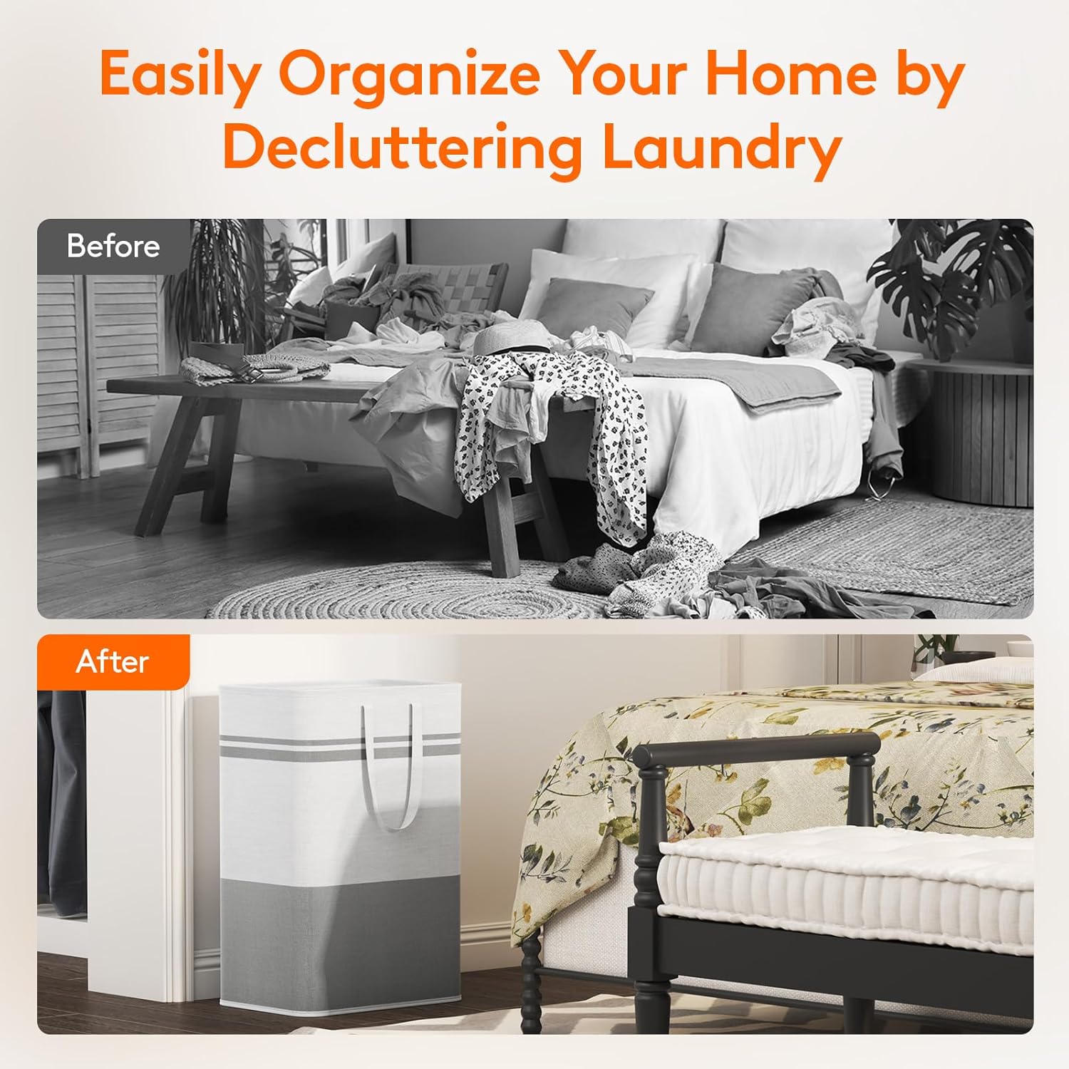 Lar Freestanding Laundry Hper, Collapsible Laundry Basket with