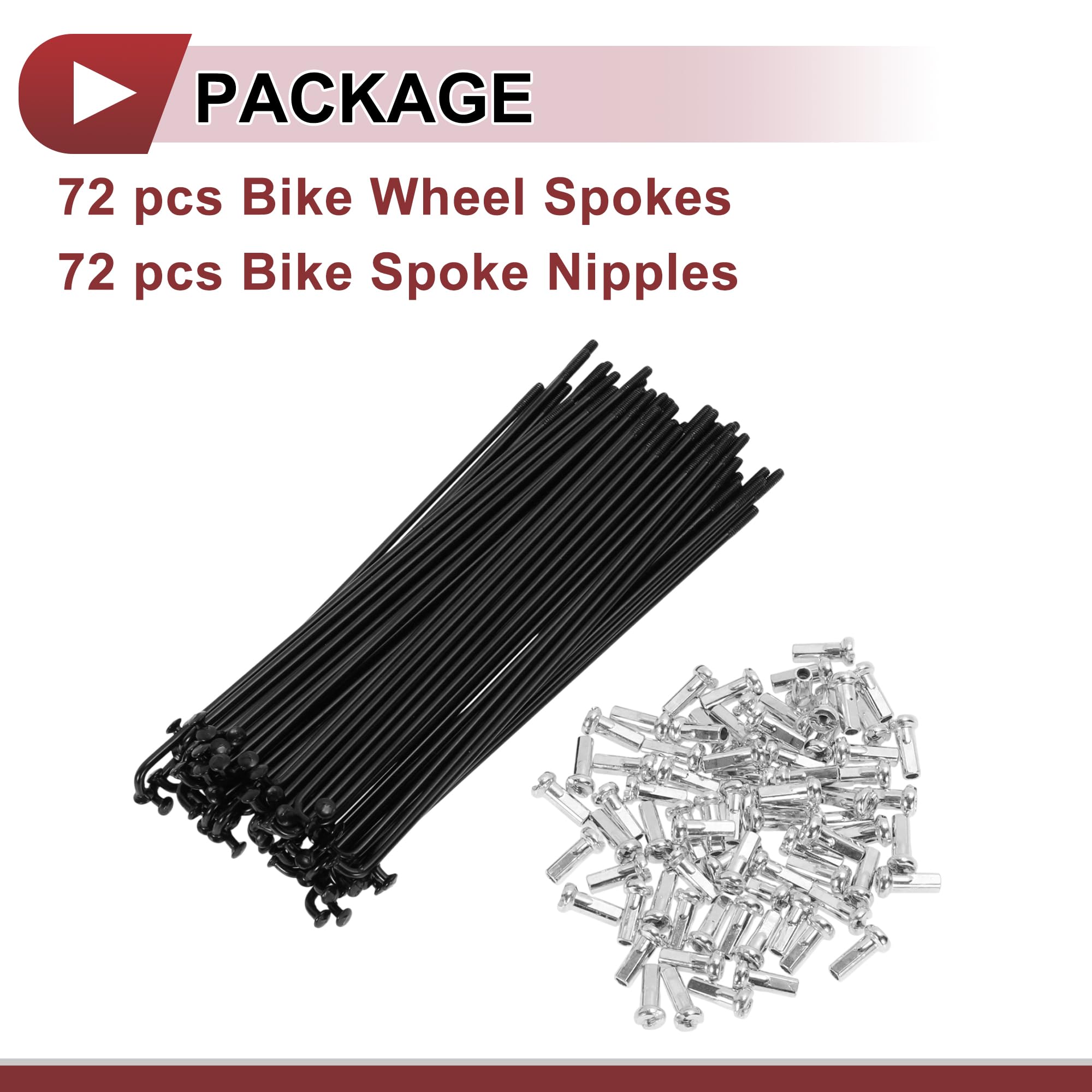 72 Set 14g Bici Raggi 120mm Raggi Ruota Bicicletta Acciaio al Carbonio Nero