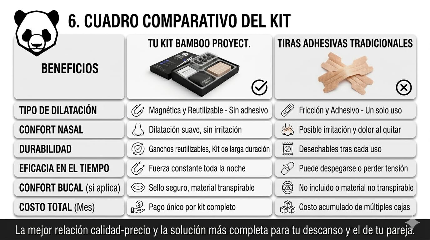CABALLERO® Tiras Nasales Magnéticas PREMIUM + Tiras Bucales | Kit Mensual 60 parches + 30 tiras bucales | (GUIA PASO A PASO) | Para dormir y hacer deporte | Edición Bamboo Proyect