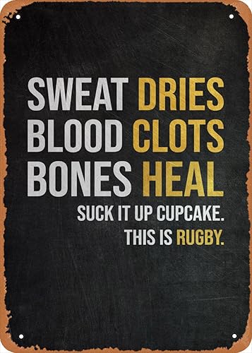 Miniatura 1 de Póster de Rugby Rugby con cita divertida, 8 x 12 pulgadas, retro, vintage, letrero de metal, arte rupestre para hombre