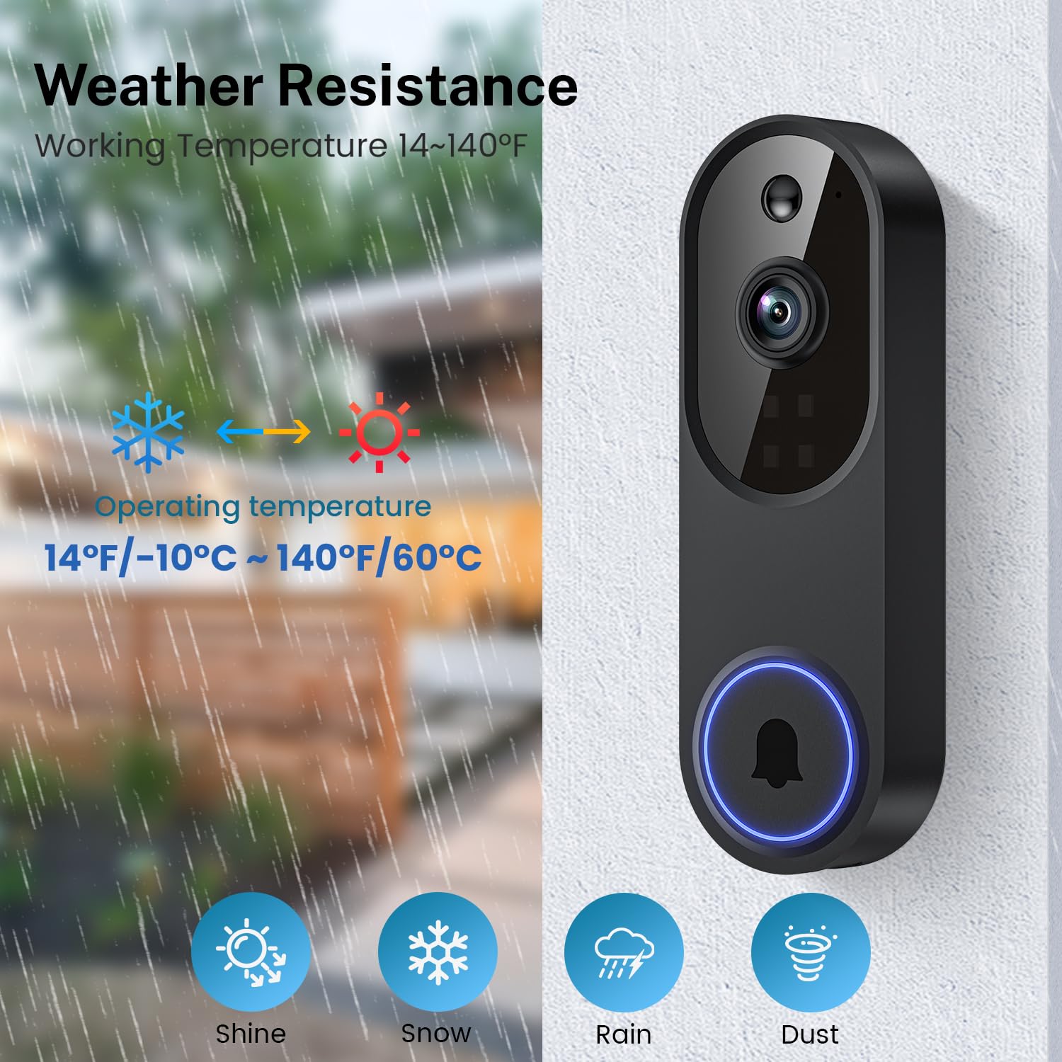 Guggre 1080P Video Doorbell Camera, Smart Human Detection, Cloud Storage, Chime Included, Live View, 2-Way Audio, IR Night Vision, Wide-Angle Lens, Indoor/Outdoor Surveillance F