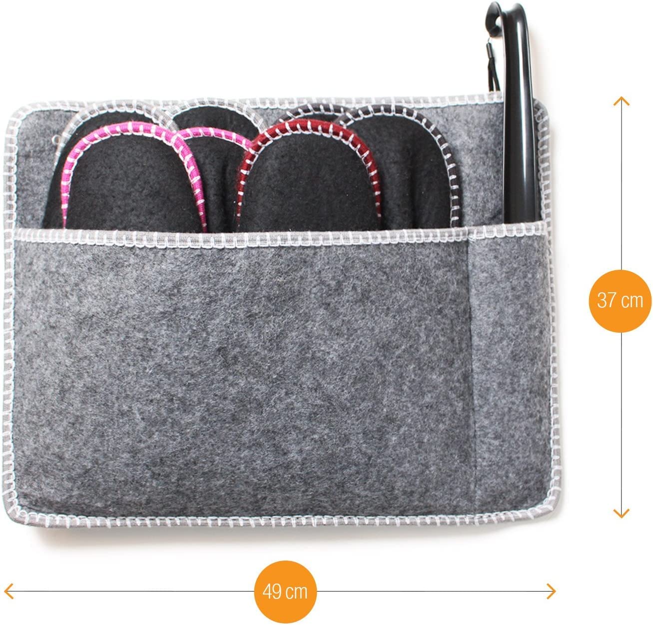 Amazy Set di 8 Paia di Pantofole per Ospiti in Feltro con Suola Antiscivolo - Incluse Borsa Portaoggetti, Calzascarpe e Panno - Pantofole Unisex per Uomo e Donna in Diverse Misure da 38 a 48