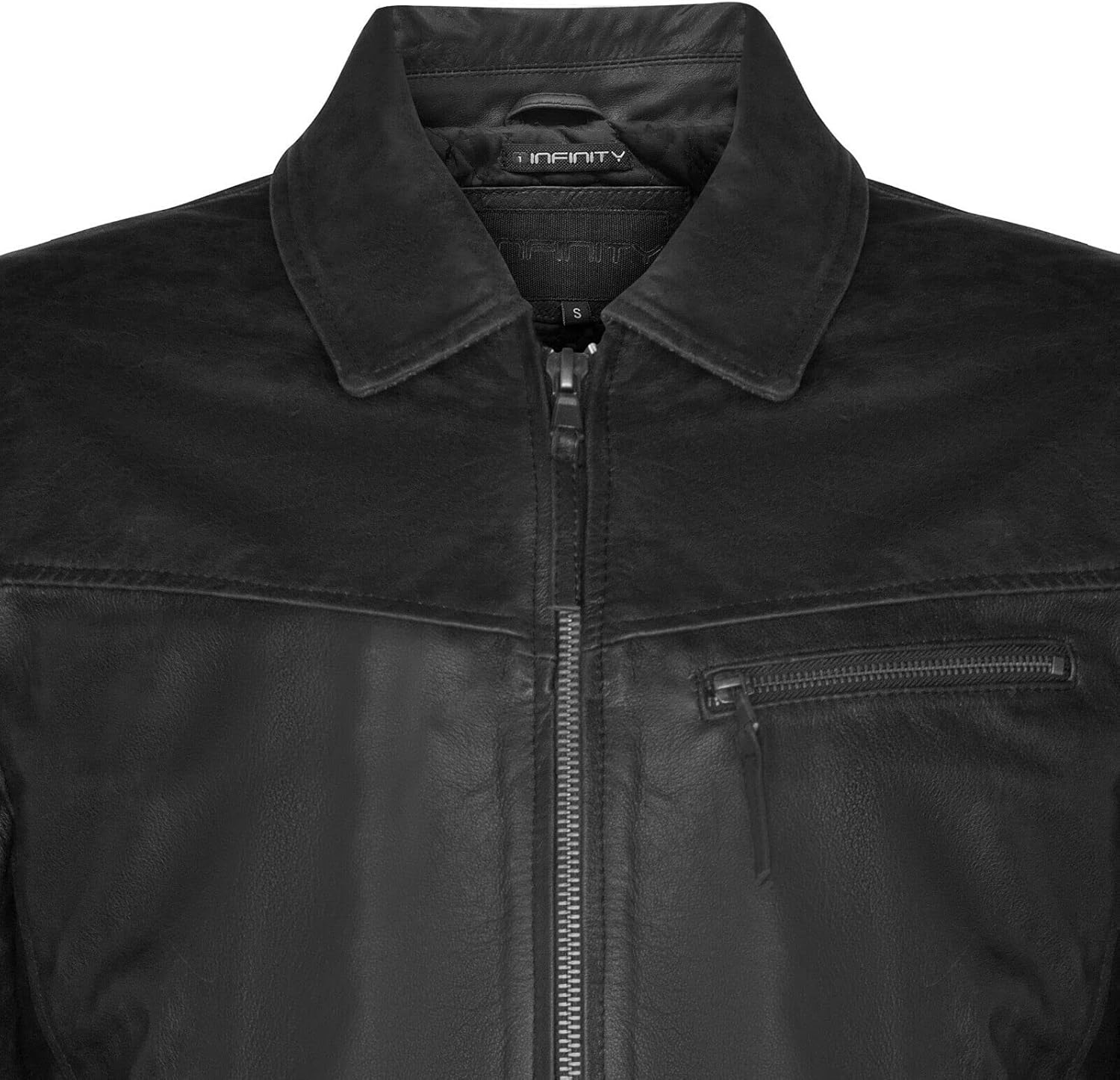 Men's Smart Brown Real Soft Genuine Cow Leather Classic Collar Harrington Jacket