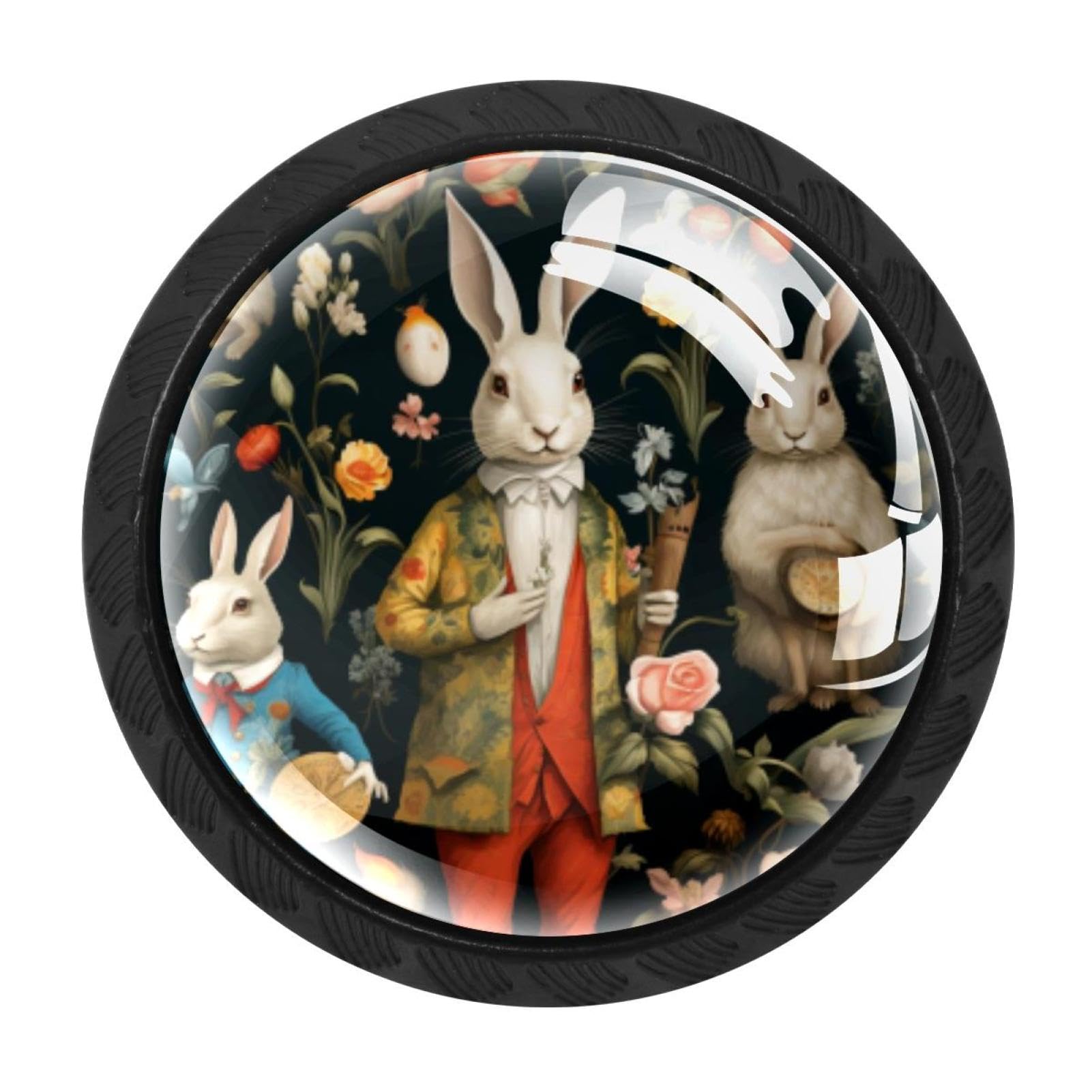 CHENZZZZ 4 Pieces Rabbit Bunny Kitchen Cabinet Knobs Drawer Knobs Dresser Knobs Black Knobs Drawer Pulls Dresser Drawer Handles Knobs for Dresser Drawers