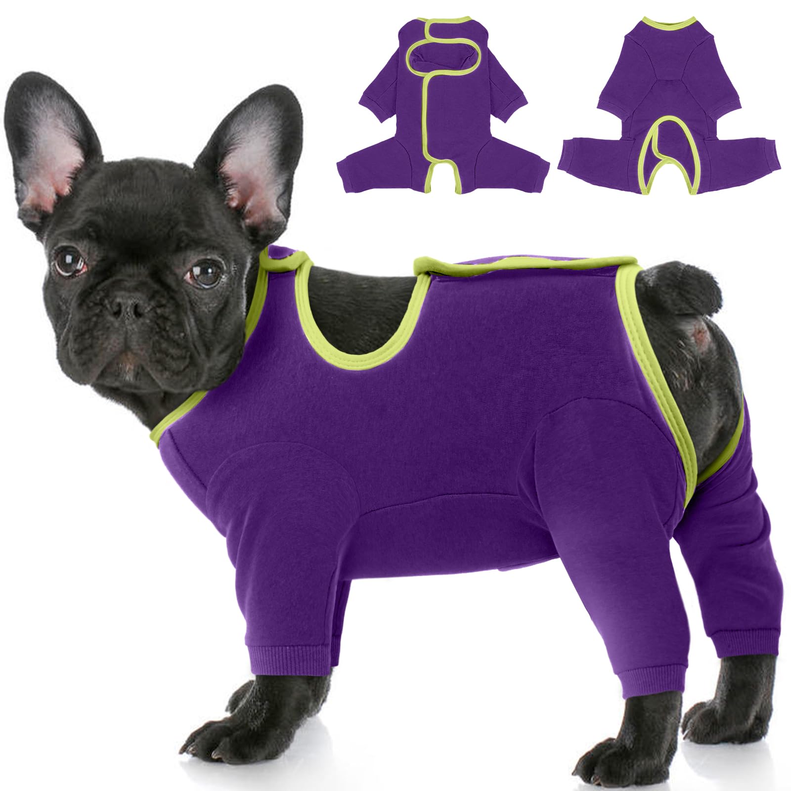 IECOii Dog Recovery Suit Long Sleeve,Dogs Bodysuit After Surgery Medical Pet Shirt Dog Onesie,Full-Body DogPajamas for Anti Shedding,Female Male Dogs Bodysuit Prevent Licking Abdominal Wound,Purple,XS โ image 1