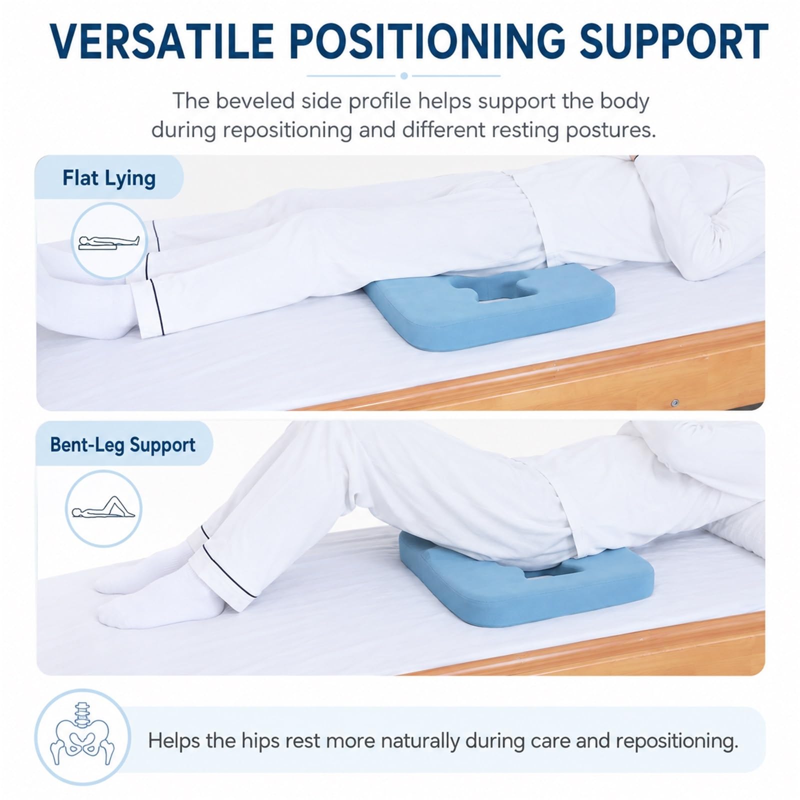 Cojín Antiescaras para Asiento y Cama Cojín de Coxis con Diseño Hueco Transpirable de Espuma Viscoelástica Ergonómica Alivio de Presión para Silla de Ruedas Mayores(Waterproof kit)