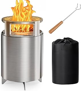 Ciays Smokeless Firepit with Stand, 7″ Tabletop Fire Pit for Camping wit...