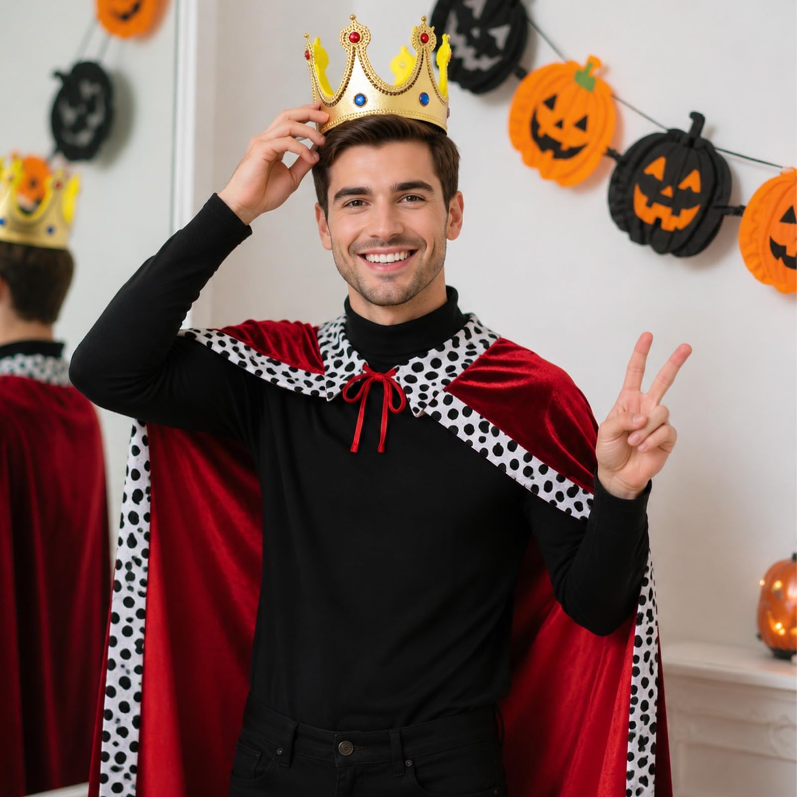 Königsmantel Königinsmantel Samtmantel Kostüm + Krone König Königin für Damen Herren Halloween Kinder Mottoparty Theater Fasching Cosplay Karneval Verkleiden Accessoires
